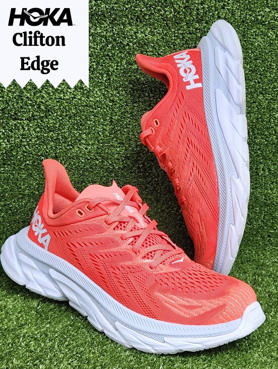 Hoka Shoes - Hoka Clifton Edge Women’s Running Shoe - Coral/White